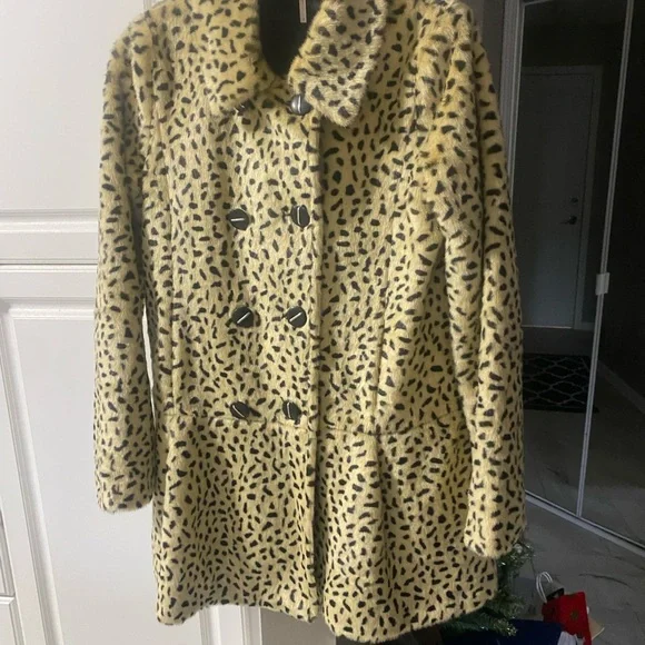 Free People Black and Tan Animal Print Pea Coat - Picture 11 of 13